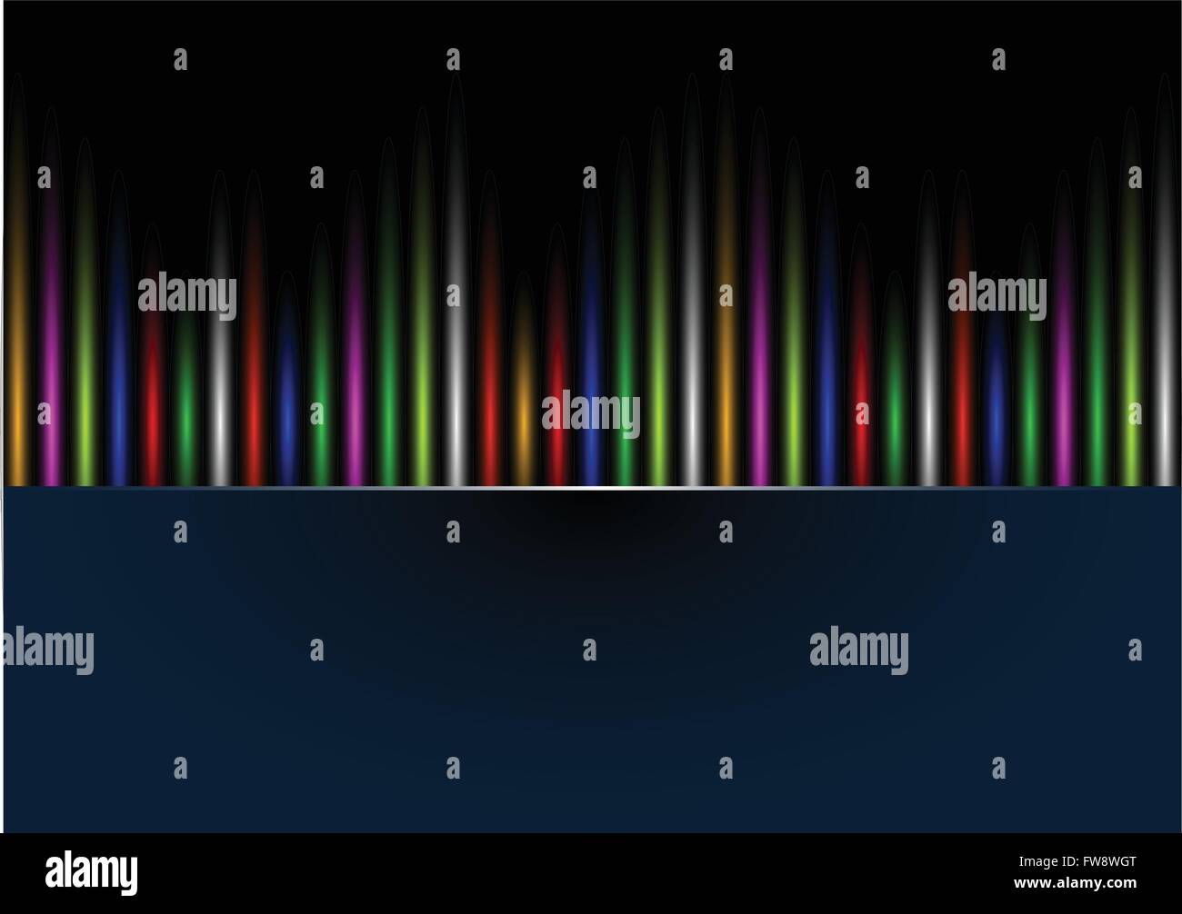Abstract rainbow colours on a black background. Vector illustration