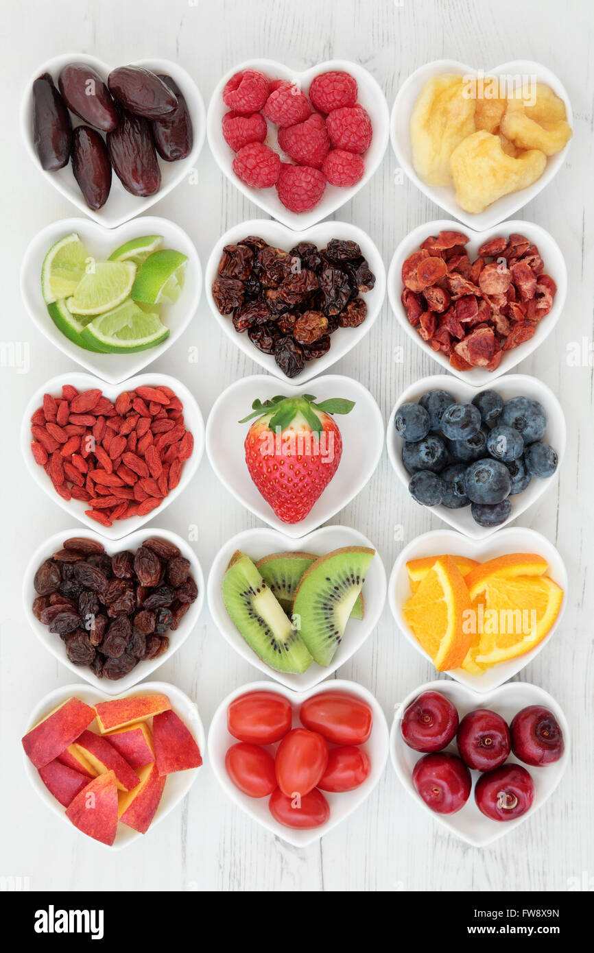 Fresh mixed fruit background selection with fruits high in antioxidants