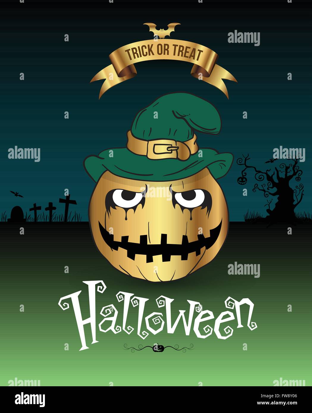 Happy Halloween Poster. Vector illustration. Can use for printing and web element. Stock Vector
