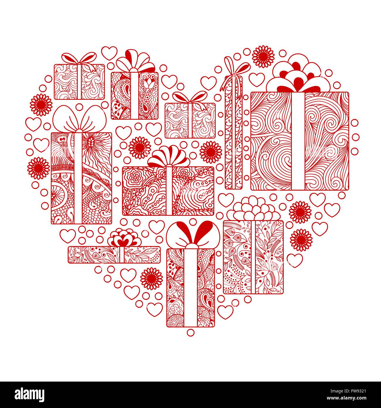 Valentine heart on gift Stock Vector Images - Alamy