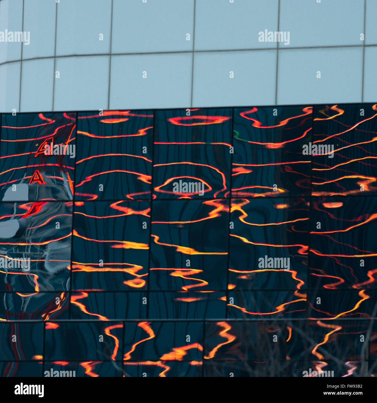 Abstract pattern on modern glass building, Dallas, Texas, USA Stock Photo