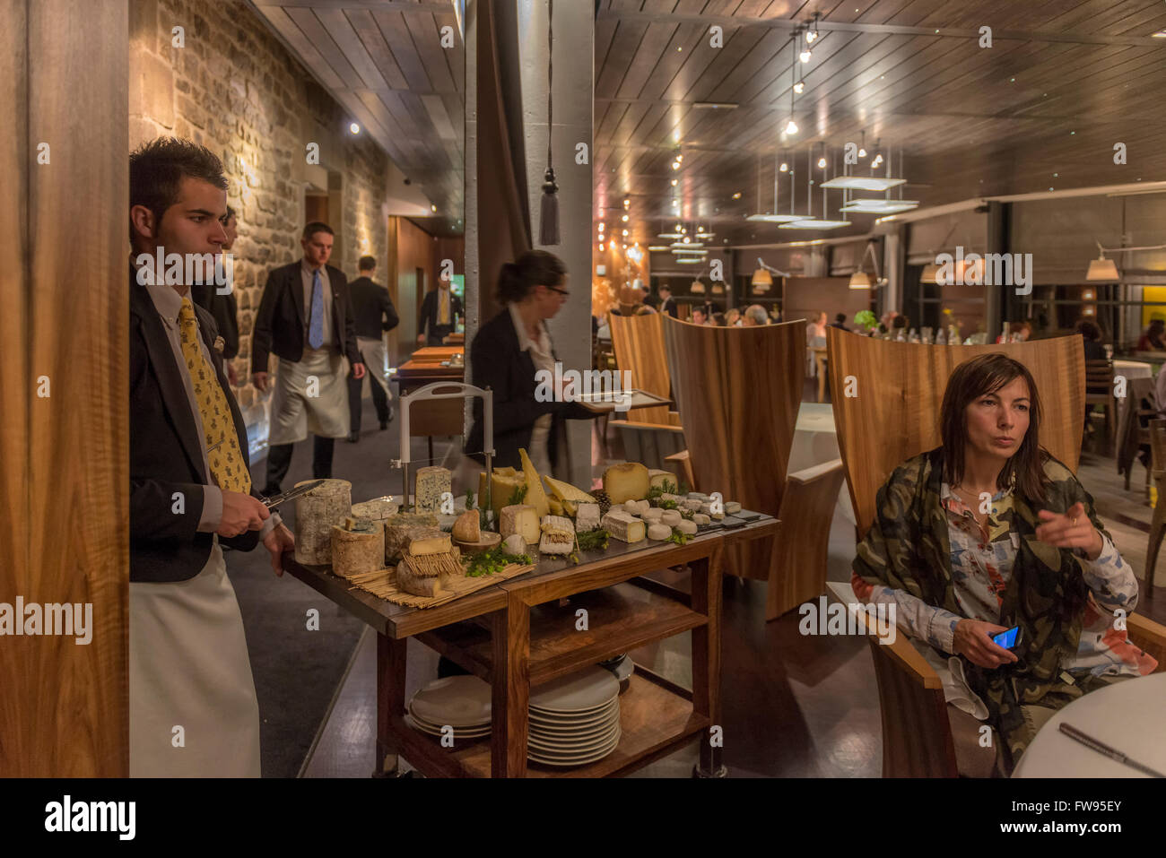 Diner at Régis and Jacques MARCON’s Restaurant. St-Bonnet-le-Froid. Auvergne. France. Europe Stock Photo