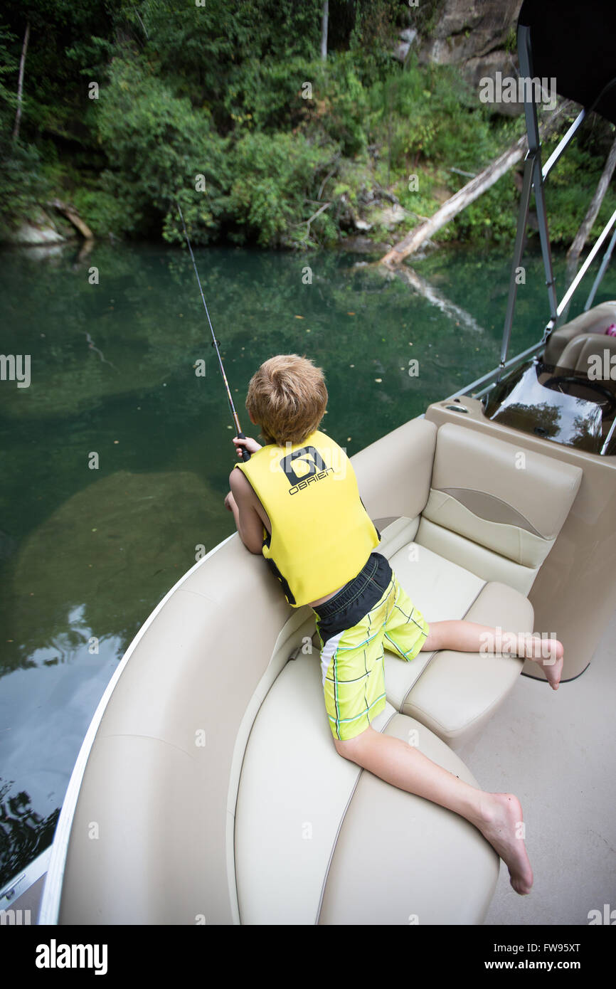 Fishing at Lake Jocassee during pontoon boat tour in Upstate South