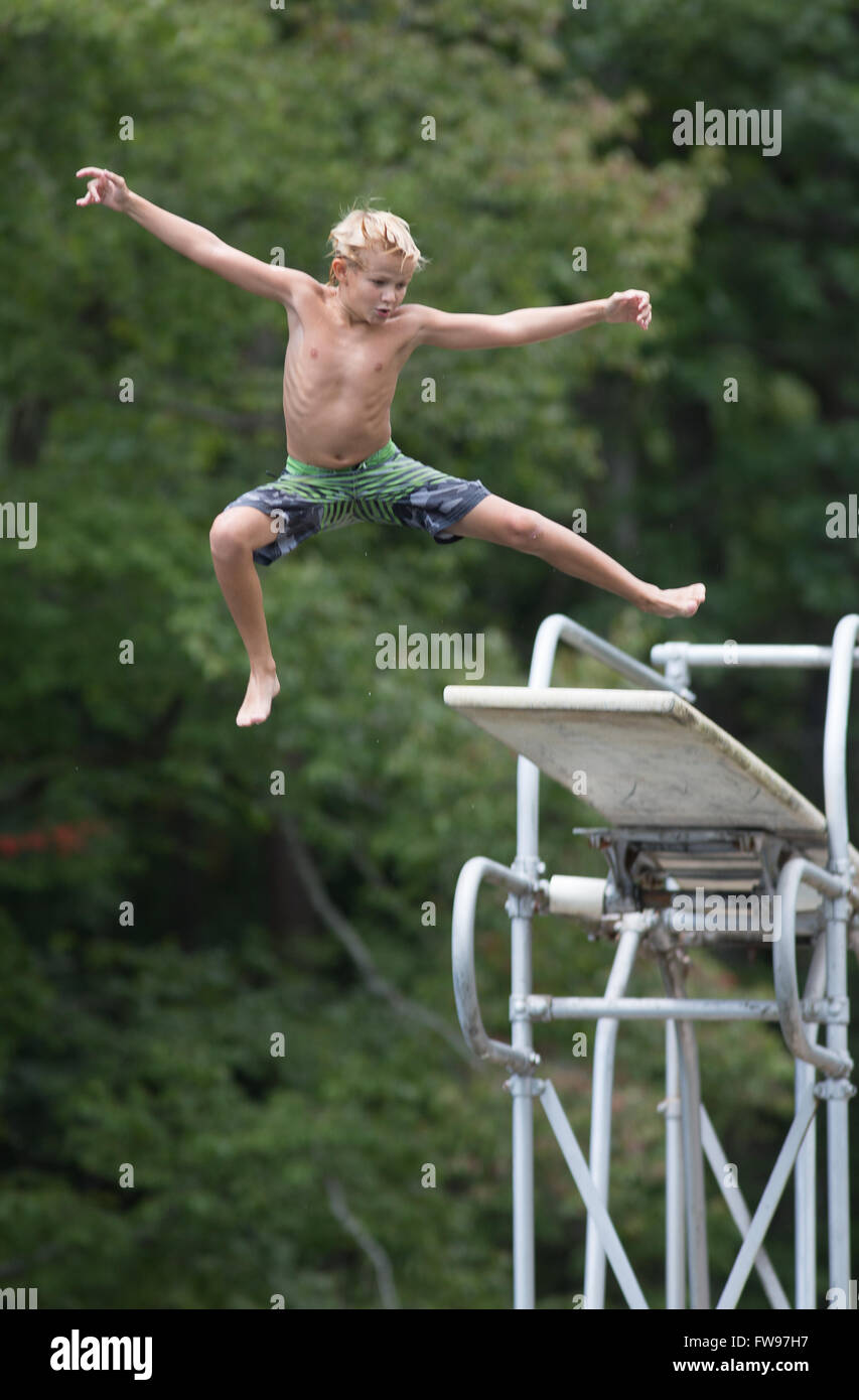 The high dive at Table Rock State Park in South Carolina. Stock Photo