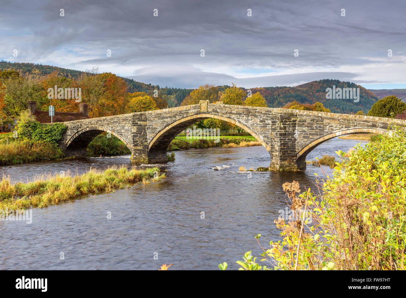 Pont Fawr a 17th century stone bridge over the River Conwy at Llanrwst