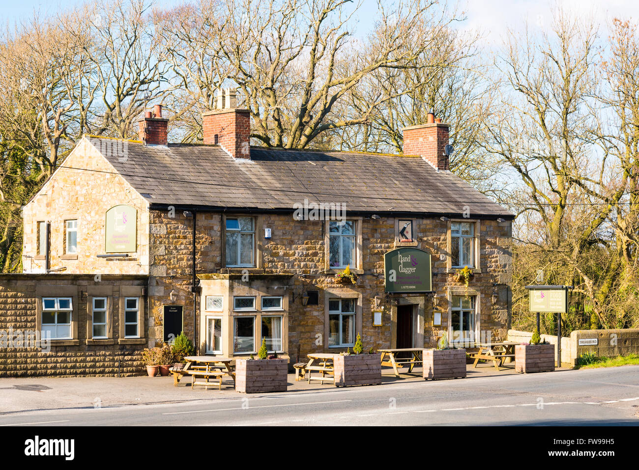 The Hand and Dagger a country pub beside Salwick Bridge on the Lancaster Canal near Preston Lancashire Stock Photo