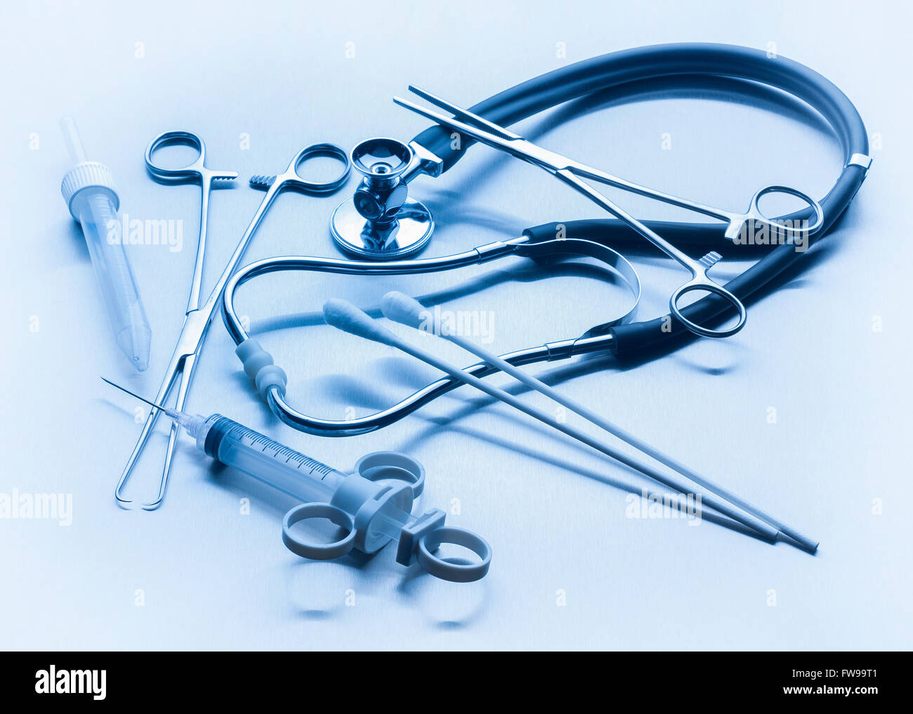 Medical instruments used by doctors in hospitals Stock Photo