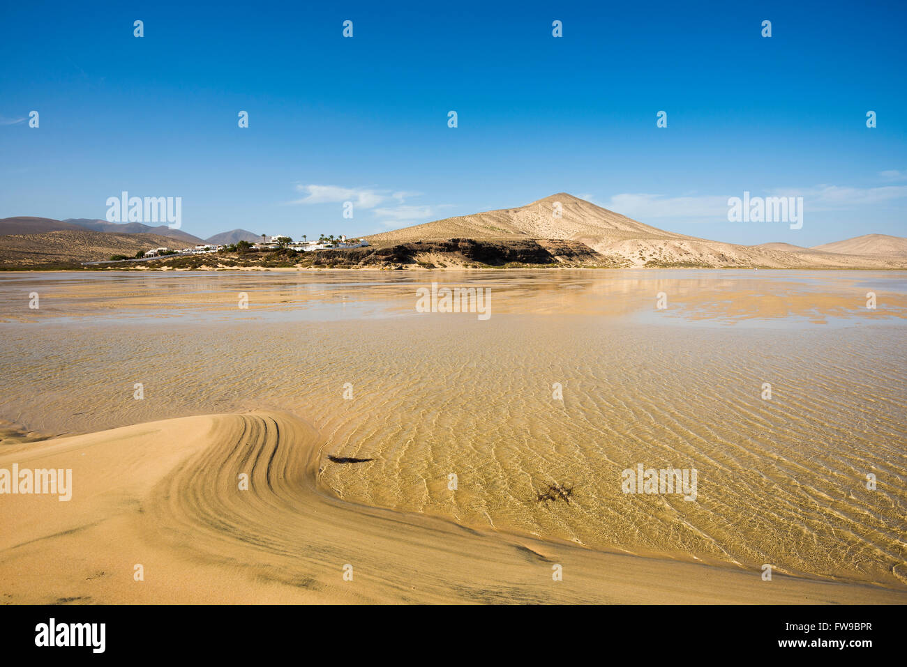 Beach Risco del Paso, Playa de Sotavento, Jandia, Fuerteventura, Canary Islands, Spain Stock Photo