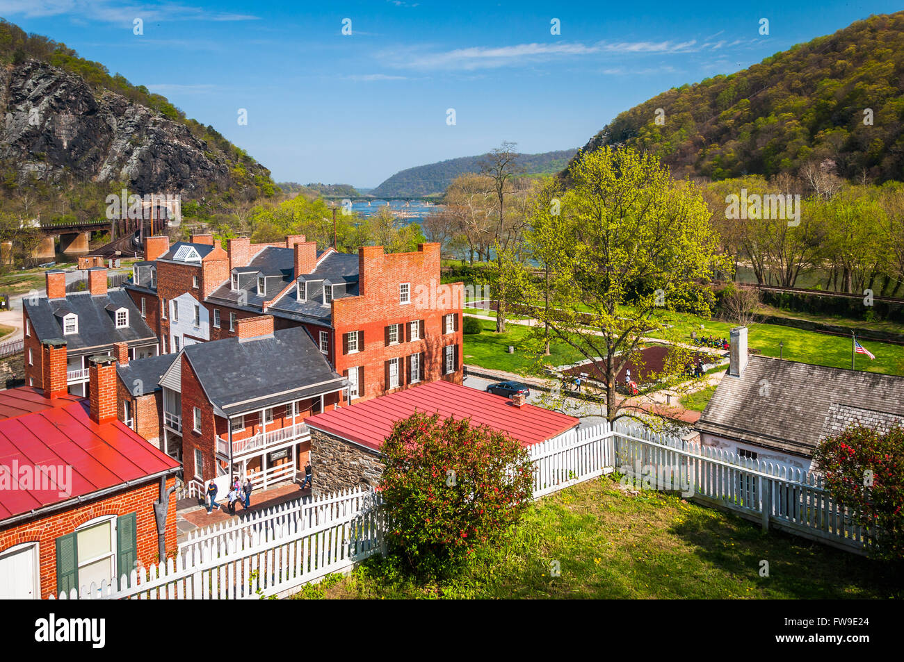 View of buildings in the historic Lower Town of Harpers Ferry, West