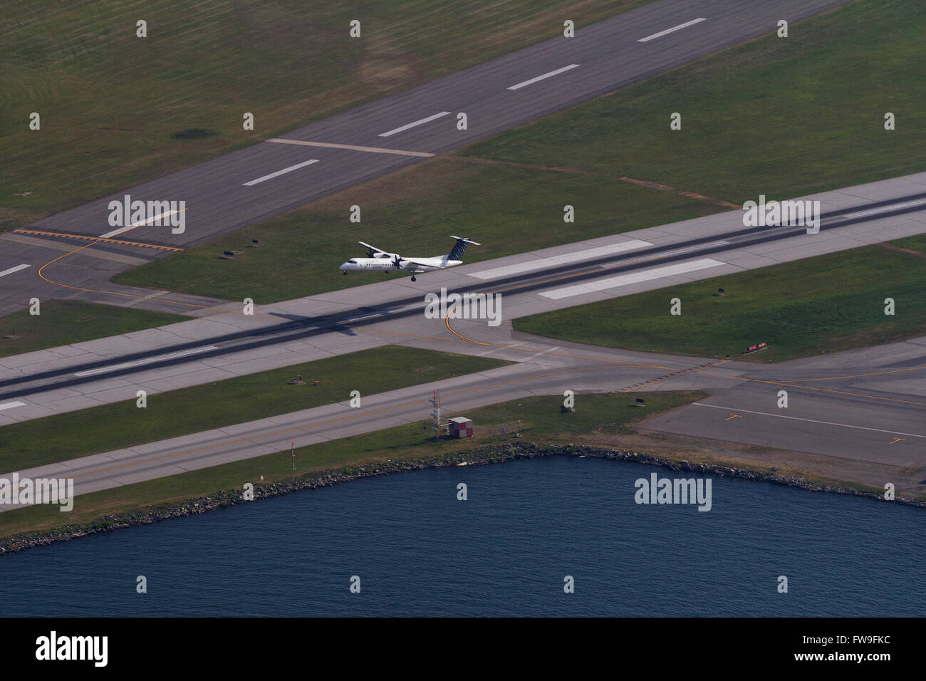 Billy Bishop Toronto Island airport seen from the CN tower in downtown Toronto Ont., on Wednesday Jul. 29, 2015. Stock Photo