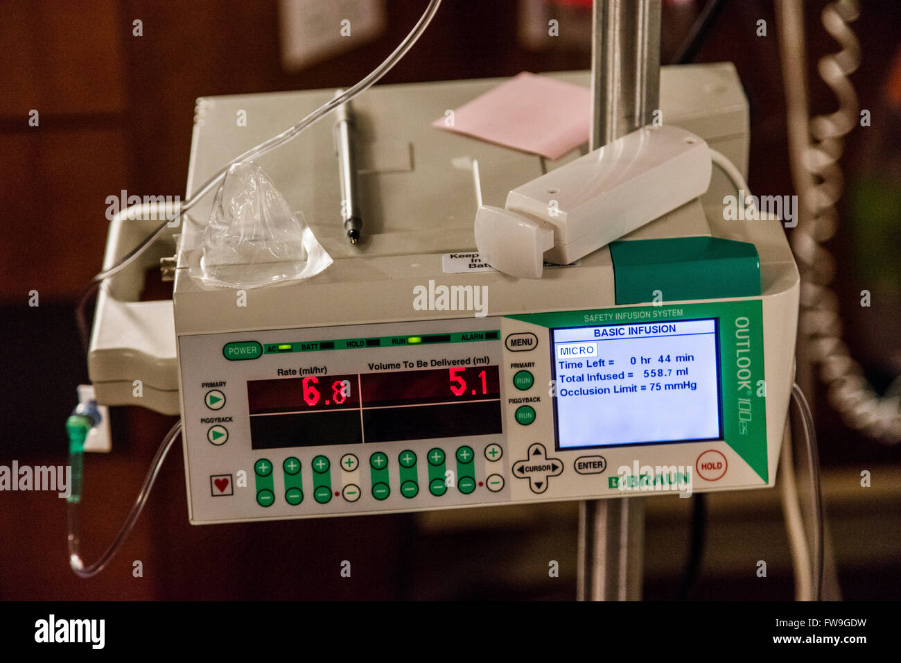 Braun Outlook 100ES Safety Infusion pump System in hospital neo-natal intensive care unit Stock Photo