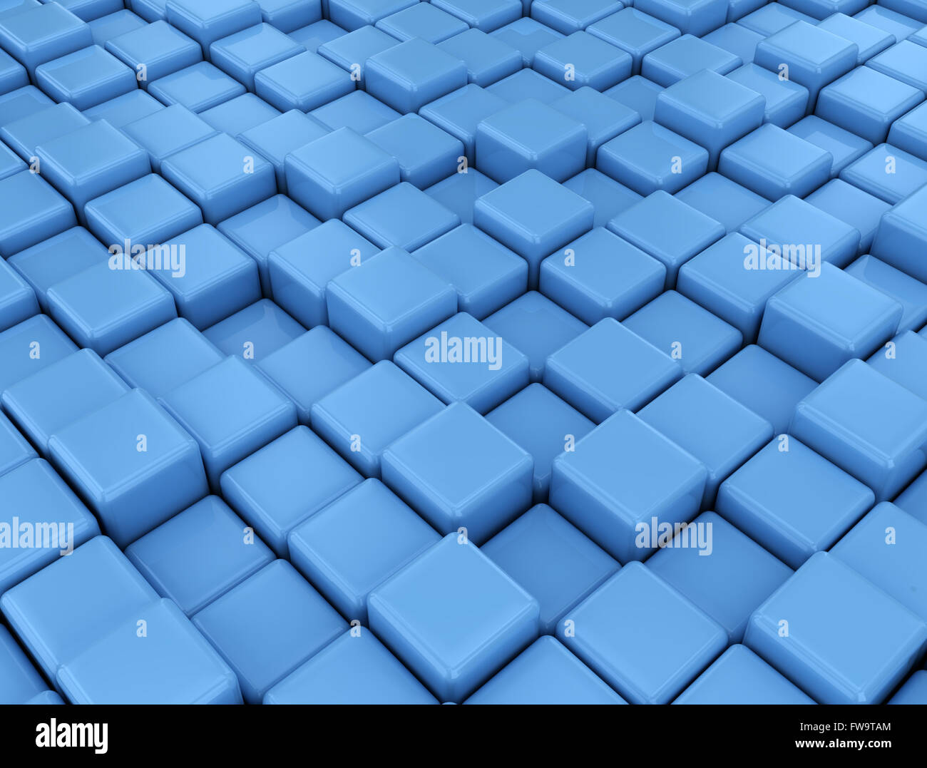 Abstract digital illustration blue cubes background Stock Photo