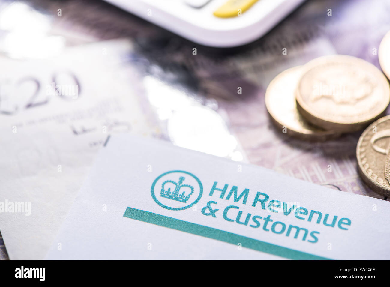 2016 British Tax return reminder with notes and coins Stock Photo Alamy