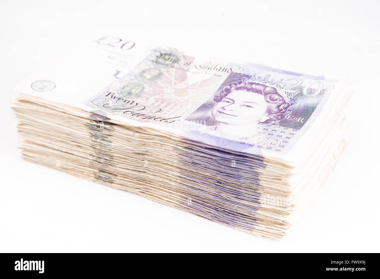 Pound sterling bank notes cash and money on isolated white background ...