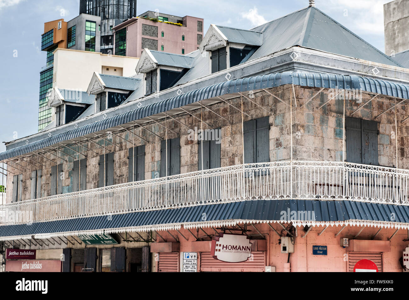 Old building in Port Louis, the capital of Mauritius. Stock Photo