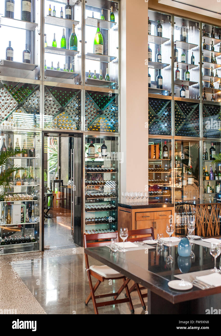 Restaurant in the Four Seasons Hotel in Mauritius. Stock Photo