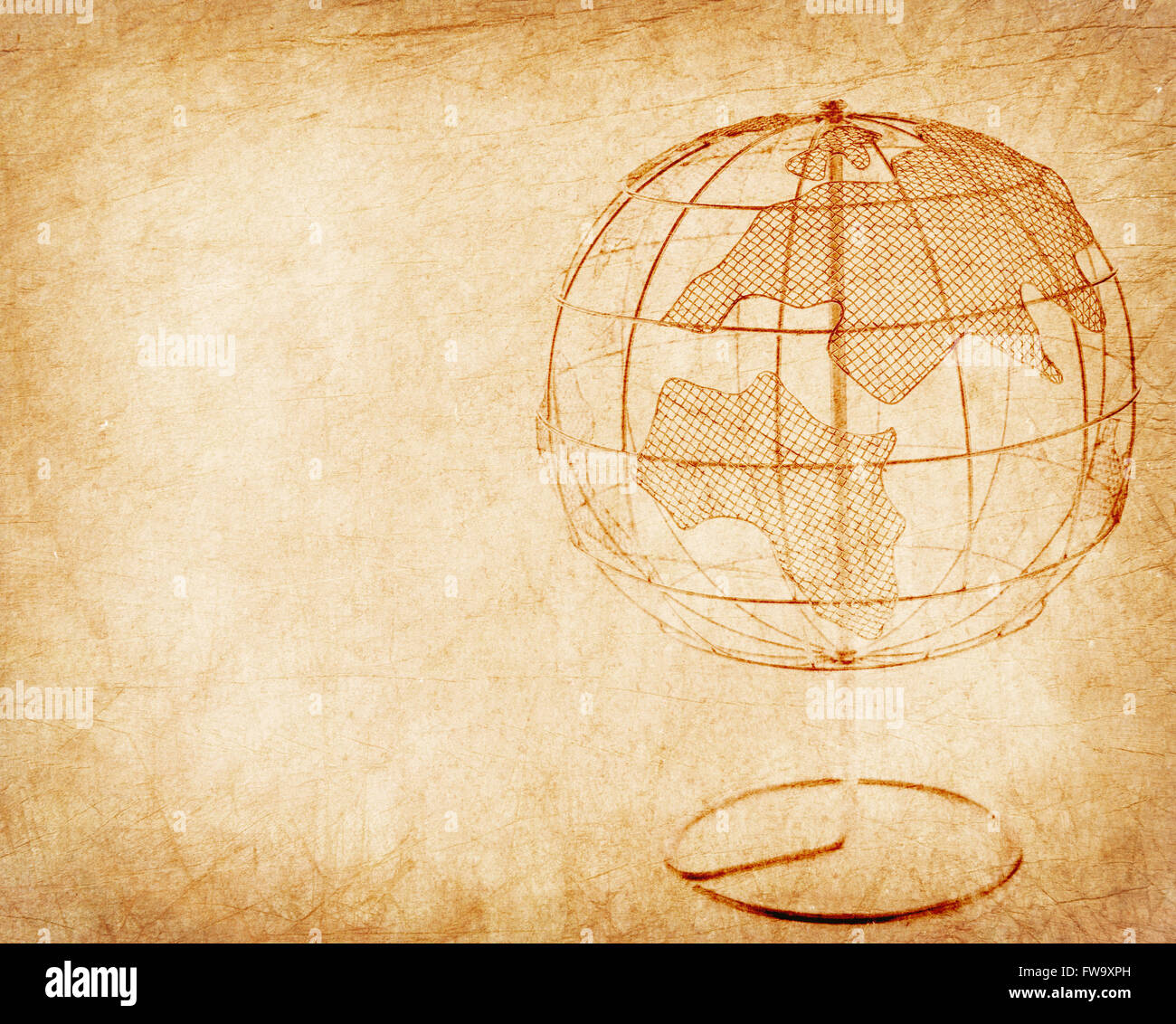 Earth globe on Old antique vintage paper background Stock Photo - Alamy