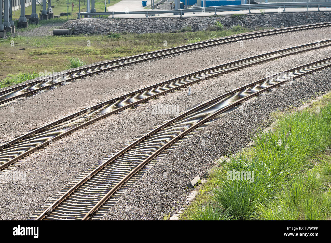 Rail Road Tracks electrical. Looking down the train tracks Stock