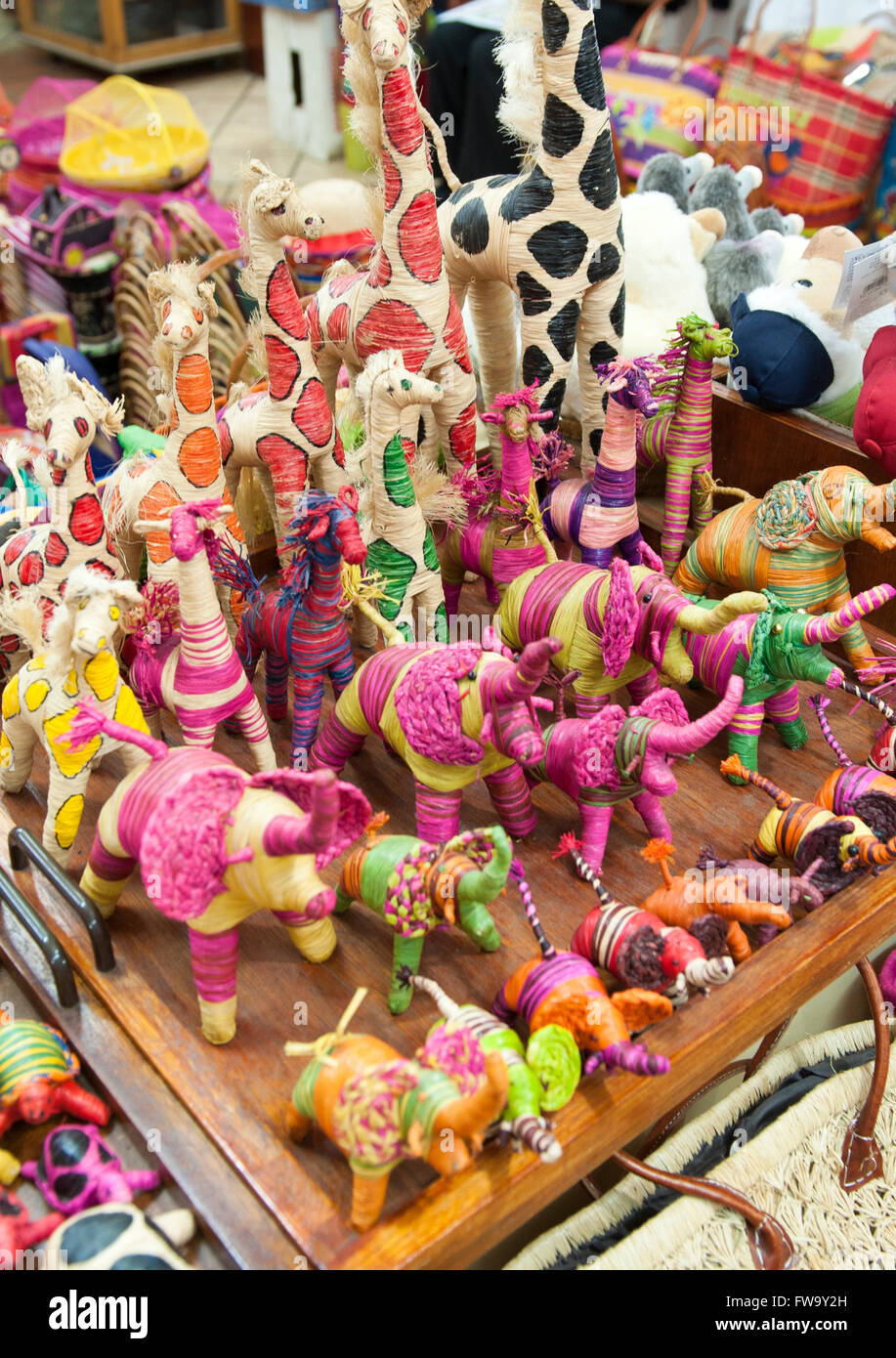 Curios for sale at the market in Port Louis, the capital of Mauritius. Stock Photo