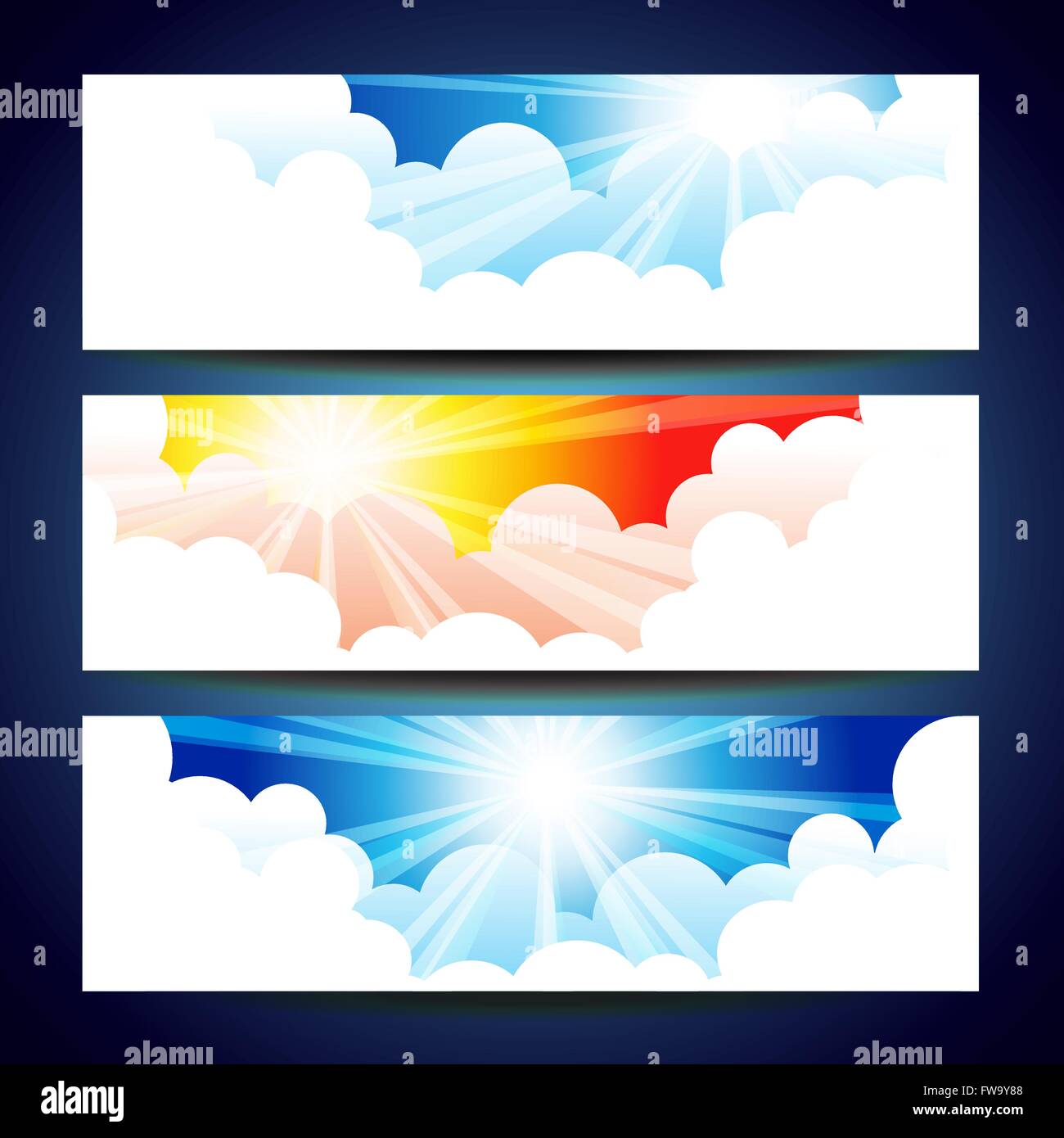 Banners sunset sky and cloud background. Stock Vector