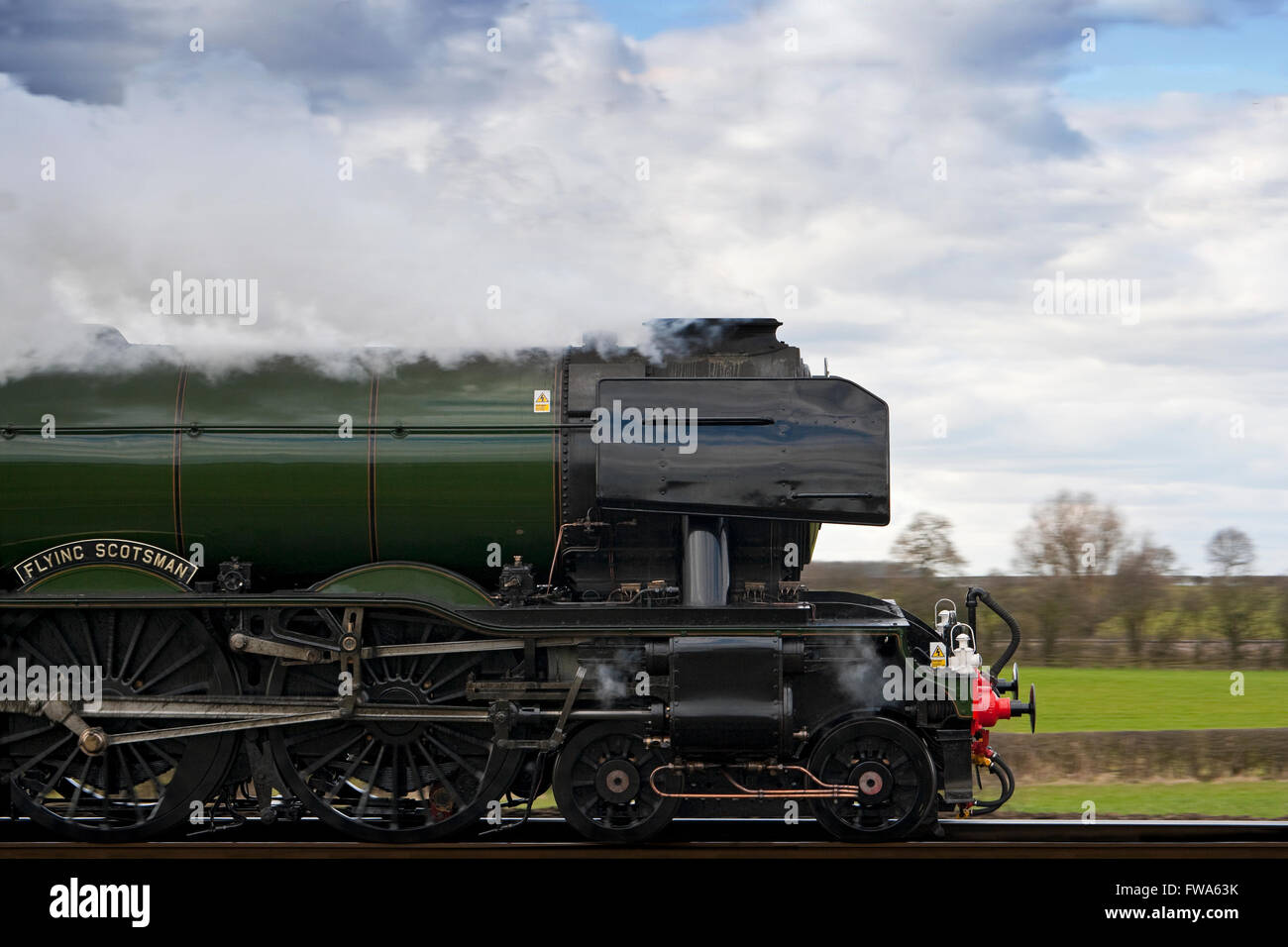 The Flying Scotsman Steam Train on its inaugural run between London King's Cross and York on the 25th February 2016 after a £4.2 Stock Photo