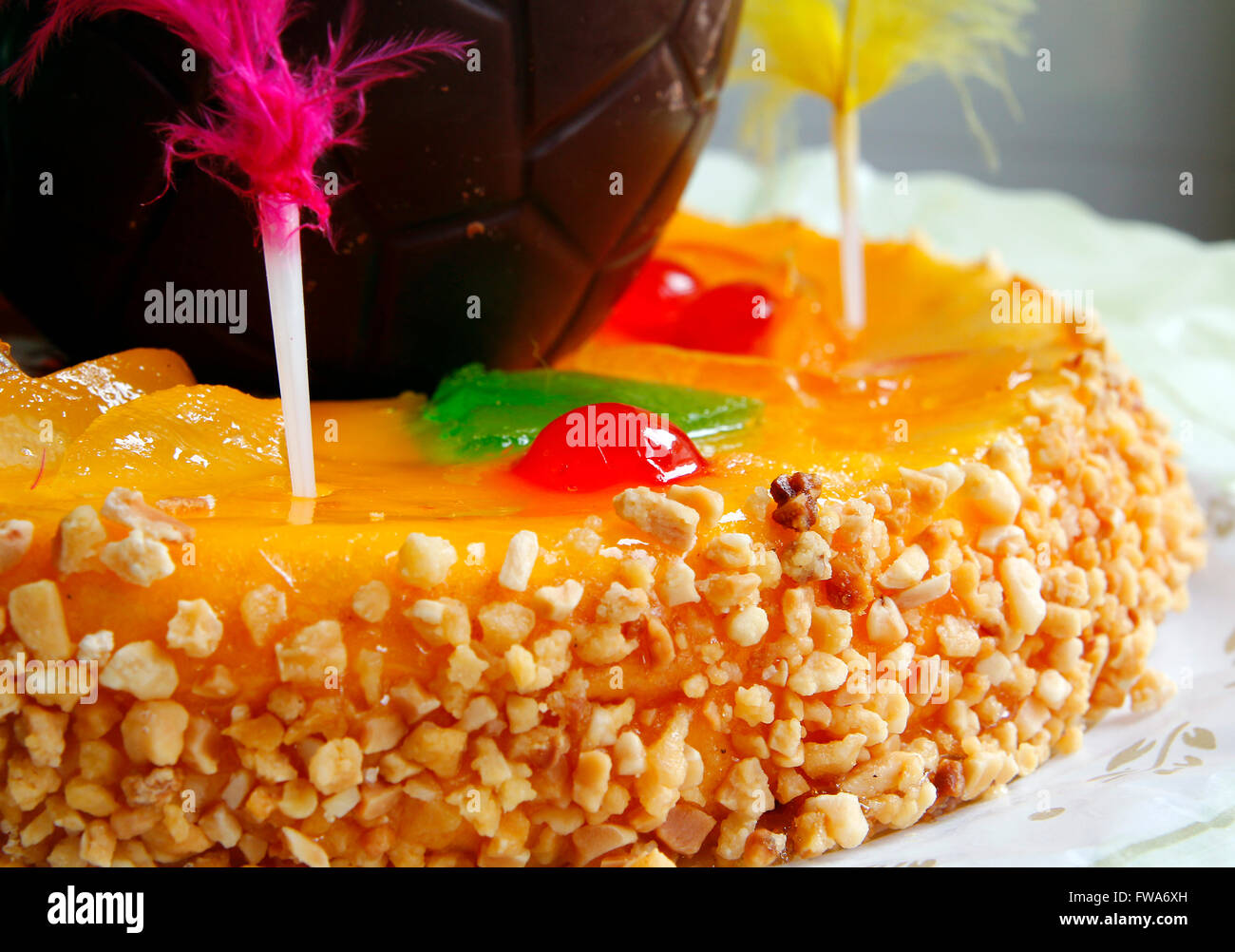 Traditional easter cake with almonds and fruit Stock Photo Alamy
