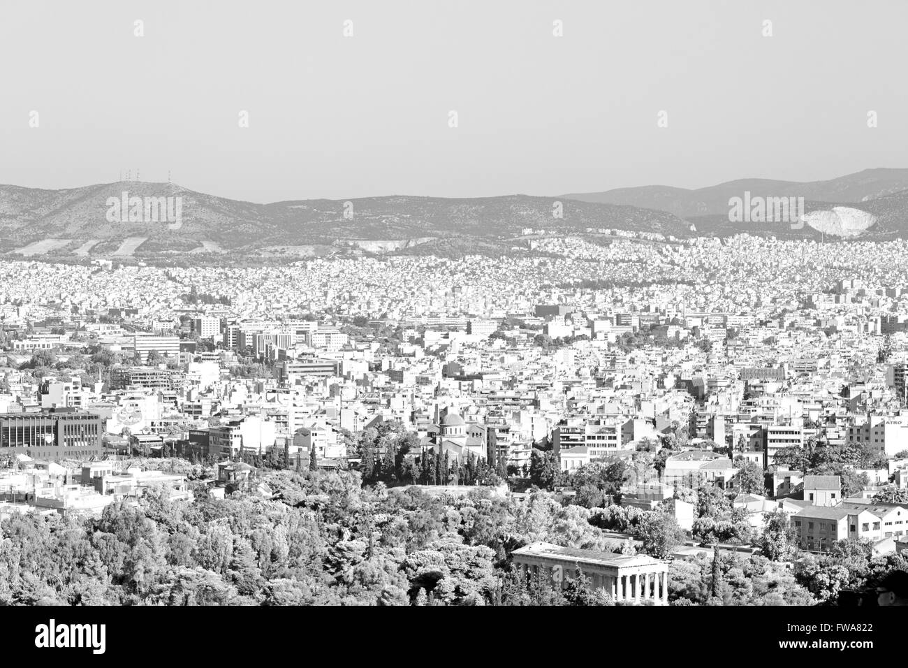 in the old europe greece and congestion of  houses new architecture Stock Photo