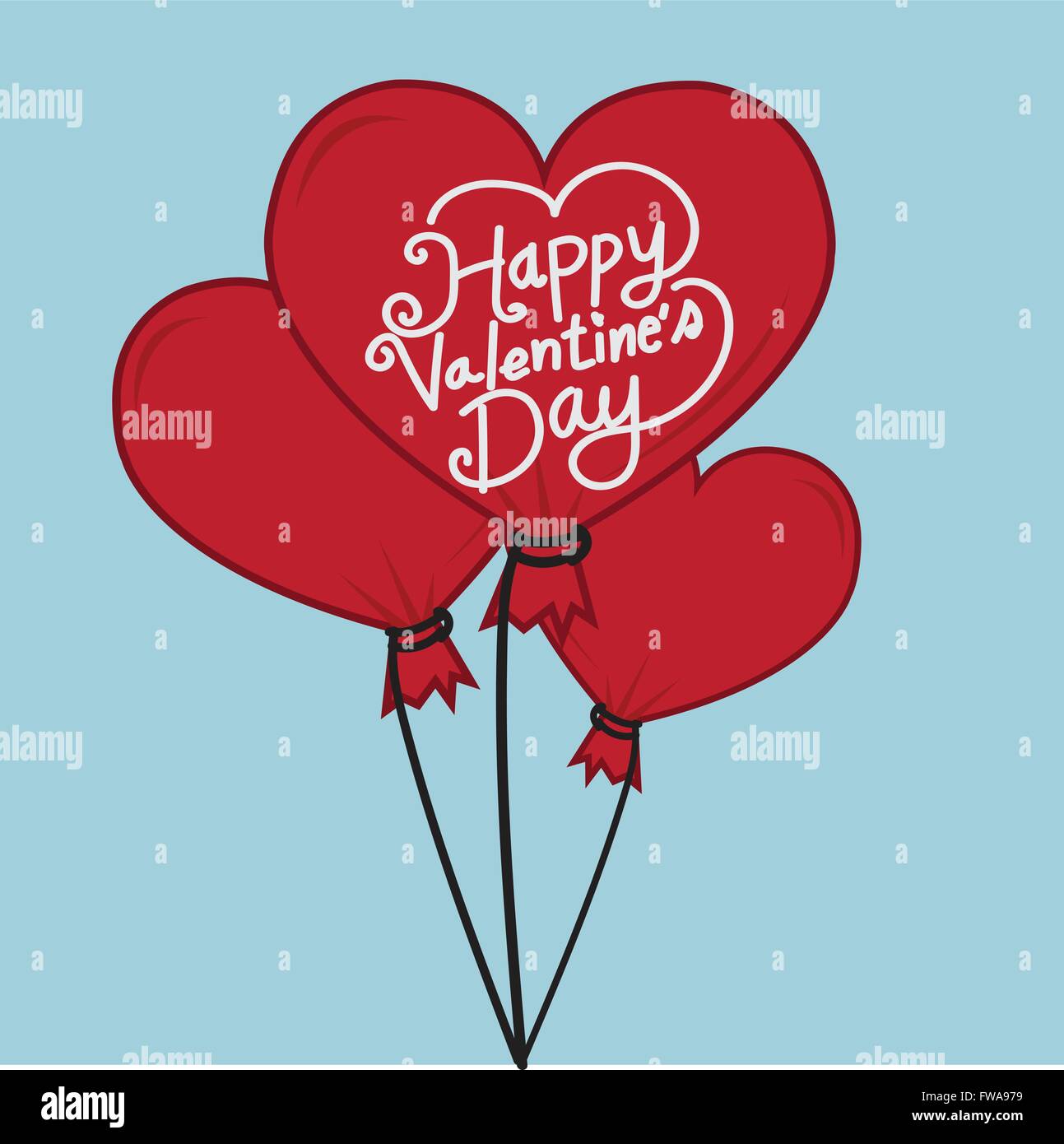 Happy Valentines Day With heart Air Balloon Stock Vector Image & Art ...