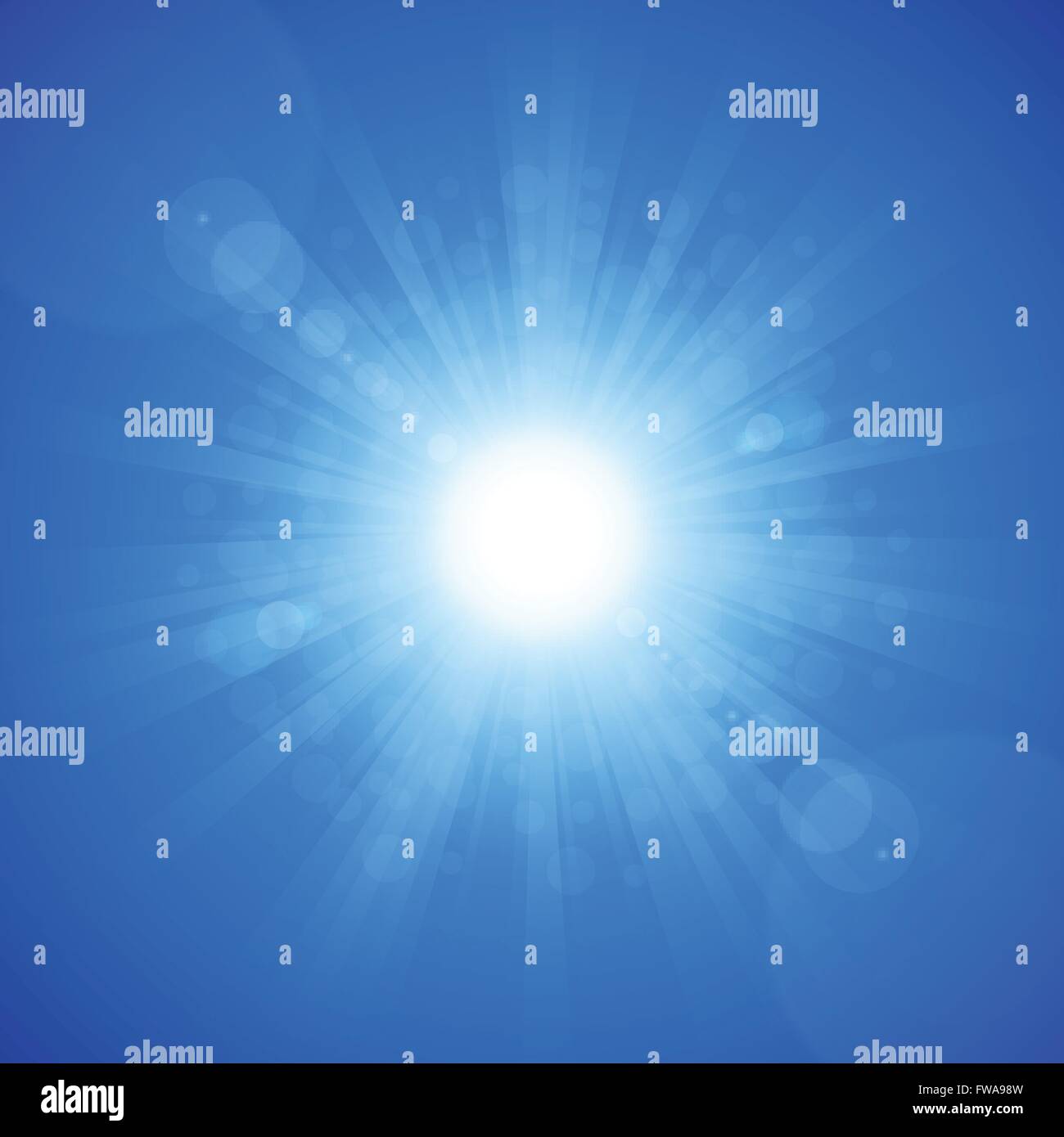 Sunny days, bright sun. Blue sky. For illustration background Stock Vector
