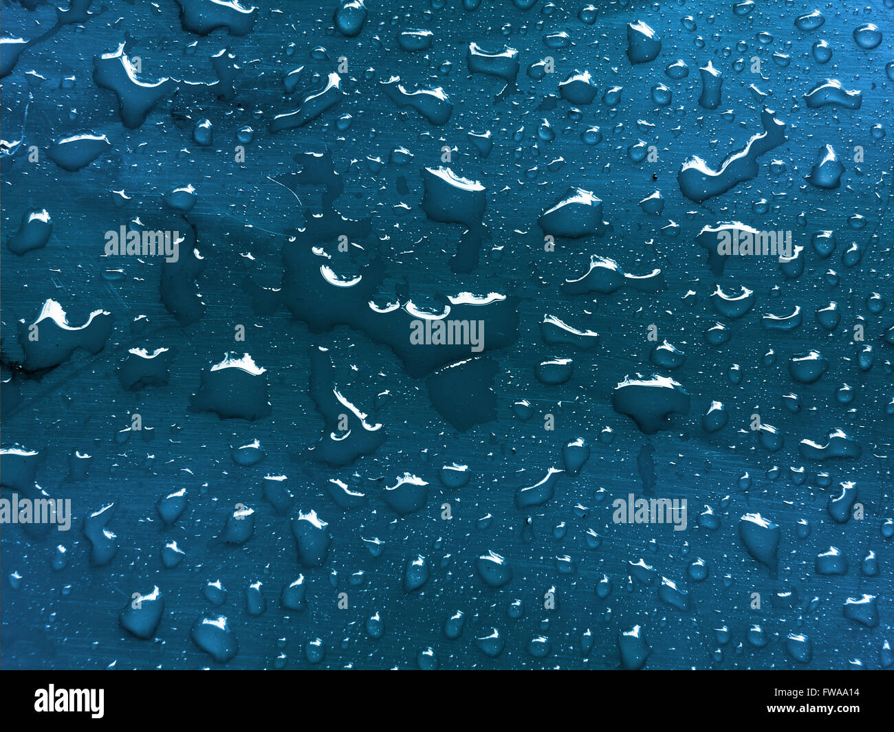 water drops on metallic surface Stock Photo