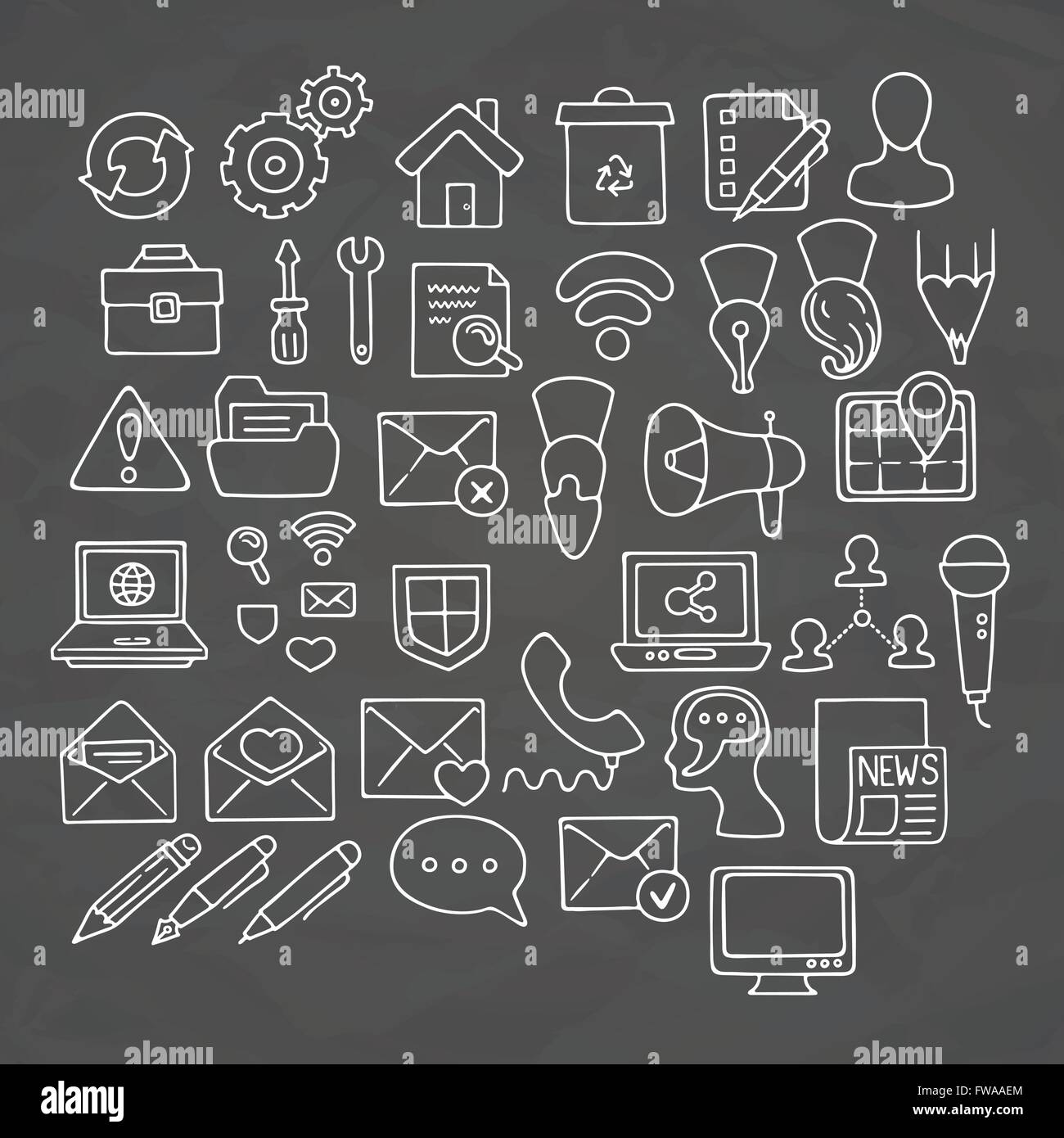 Set of doodle web, computer and drawing icons Stock Vector Image & Art ...