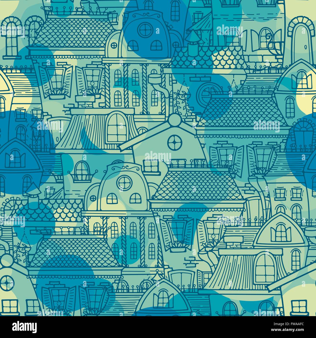 Cute seamless pattern of doodle houses Stock Vector Image & Art - Alamy