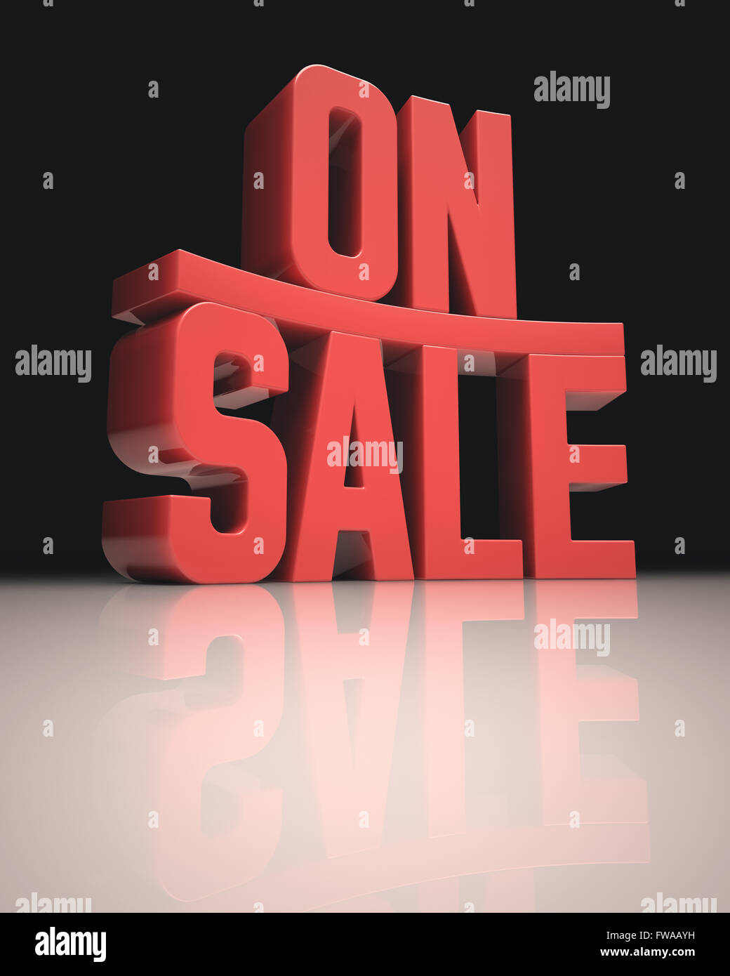 3D image concept. 'On Sale' words in red on white surface. Clipping path included. Stock Photo