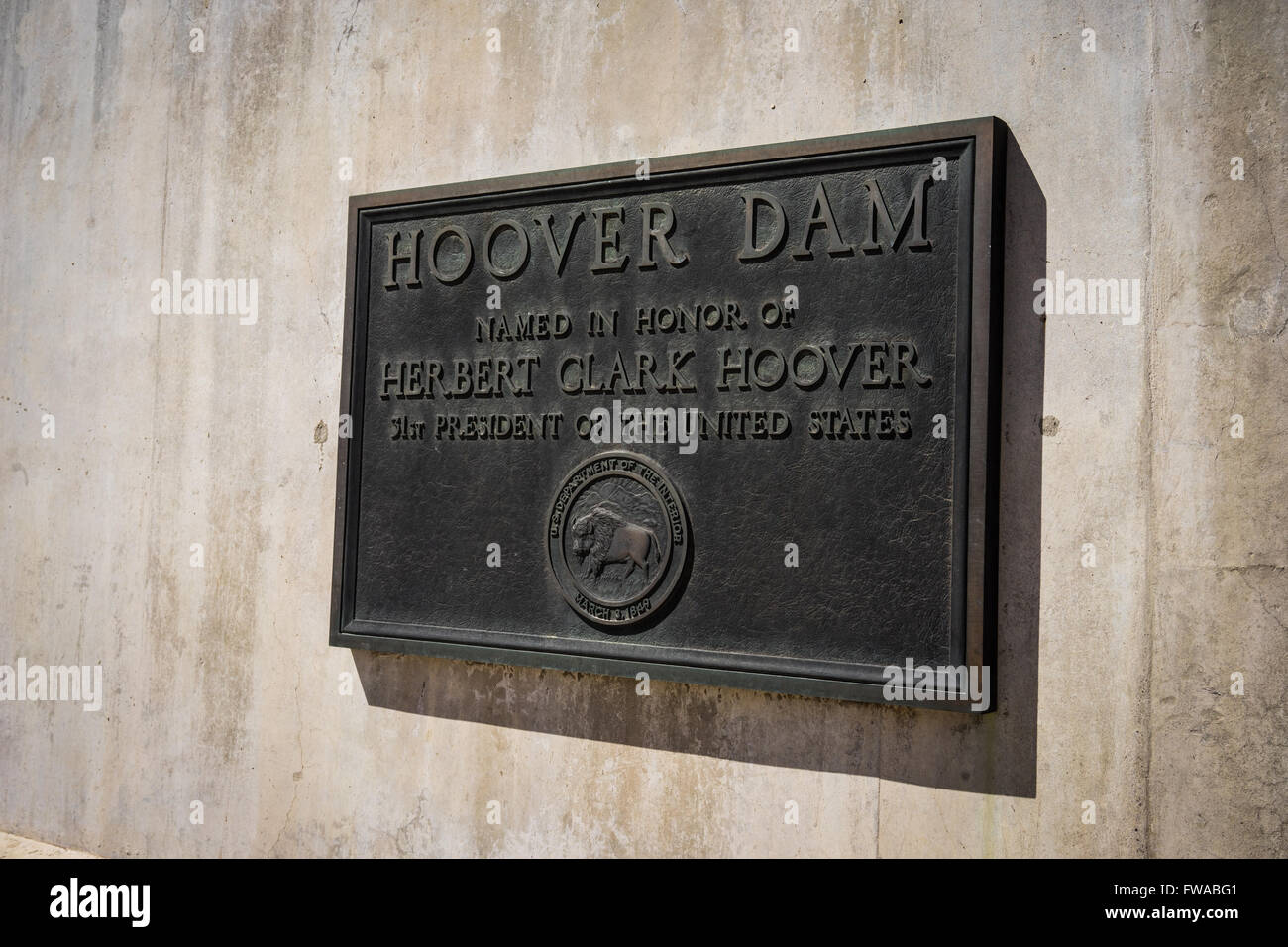 Herbert Hoover Dam tribute to the former president Stock Photo Alamy