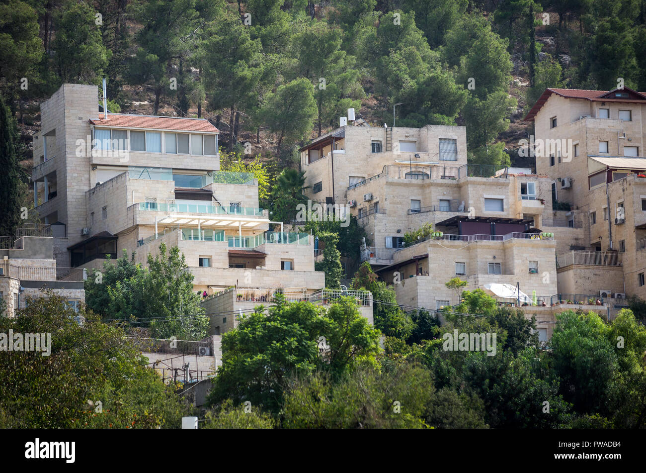 apartment houses in Motza neighbourhood of Jerusalem city, Israel Stock