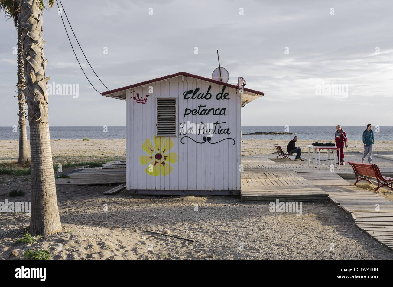 A ball games hut view in Carboneras beach, Almeria, Spain Stock Photo