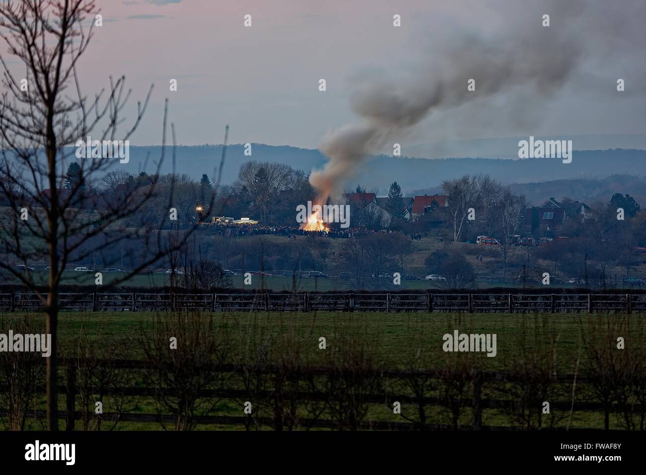 Traditional ceremony of  Easter Fire in Harz Germany. Stock Photo