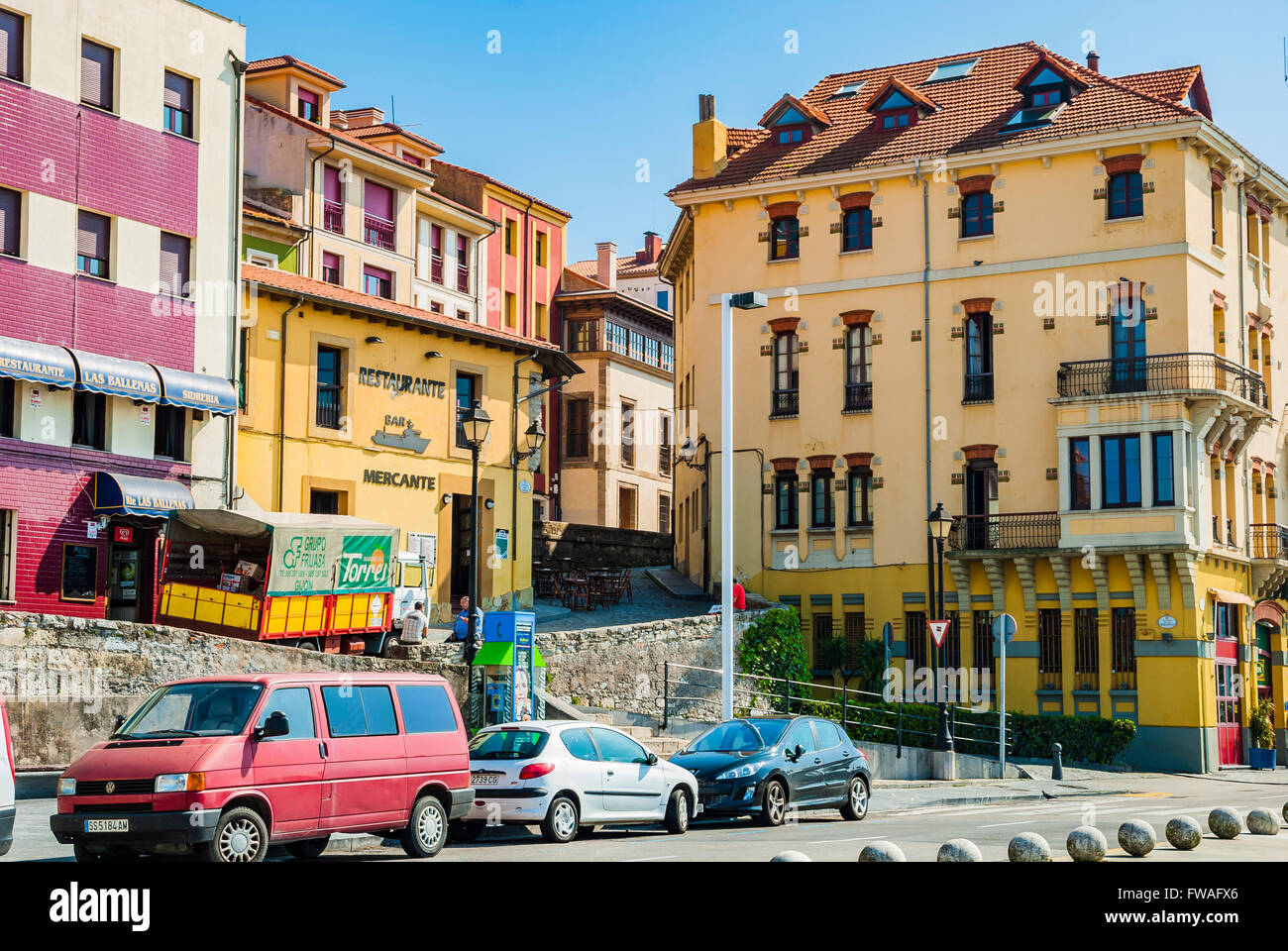 The colorful houses of the Cimadevilla's neighborhood. Cimadevilla