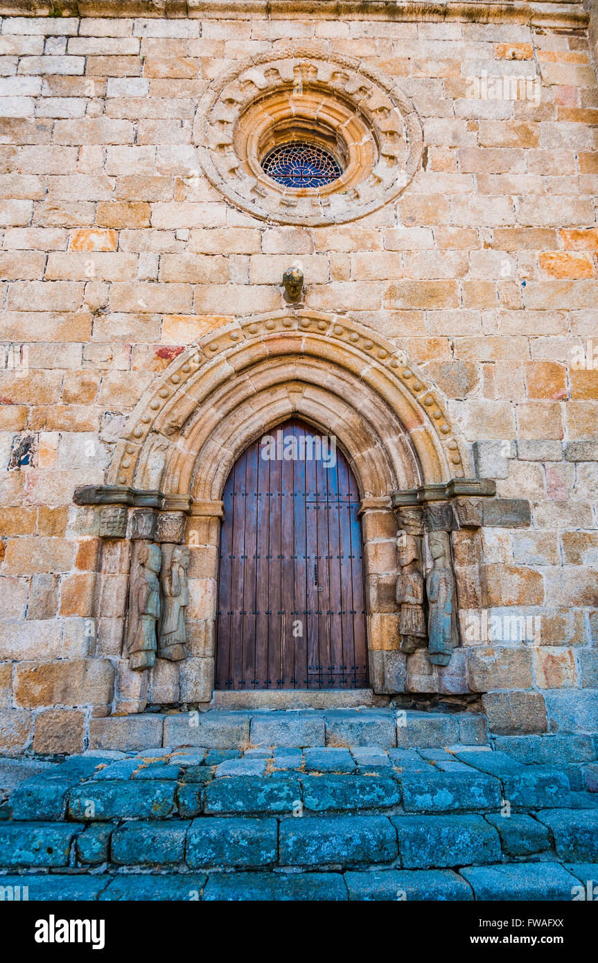 The church of Santa María del Azogue is a Romanesque church with Gothic reforms, located in Puebla de Sanabria, Zamora, Spain Stock Photo