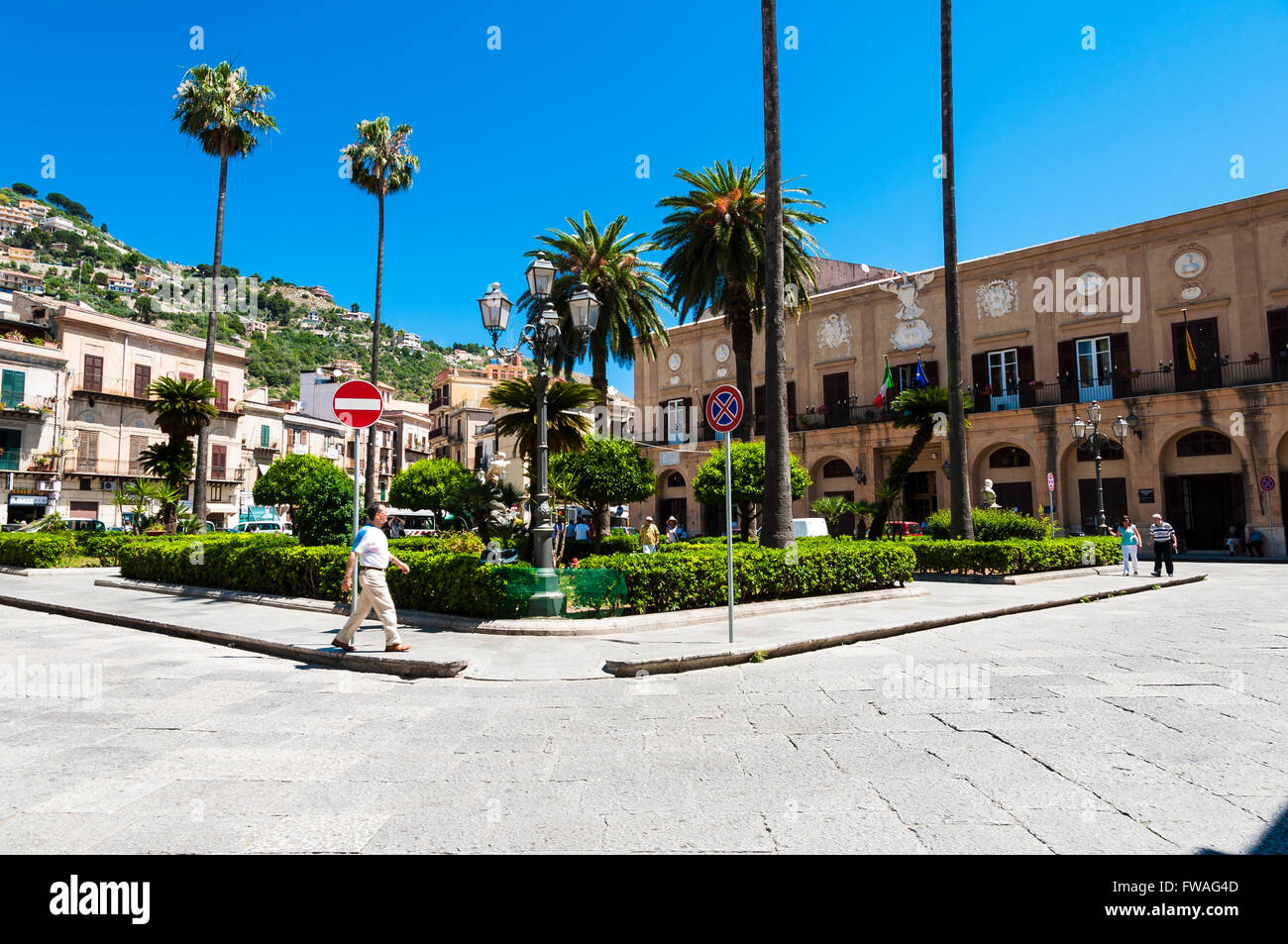 Piazza Vittorio Emanuele. Monreale, Palermo, Sicily, Italy. Stock Photo