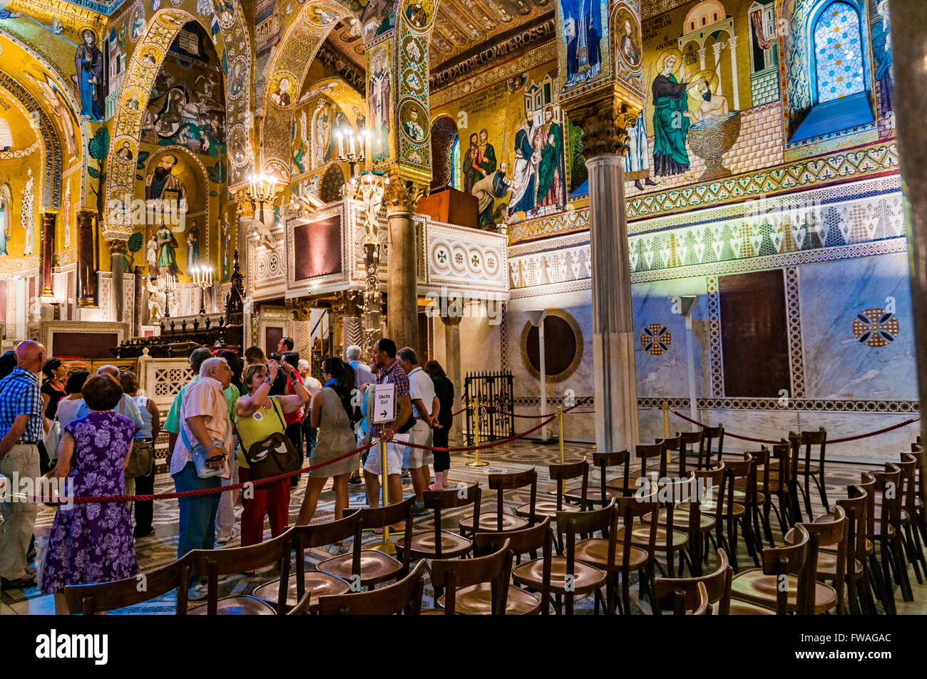 The Palatine Chapel, is the royal chapel of the Norman kings of Sicily situated on the ground floor at the center of the Palazzo Stock Photo