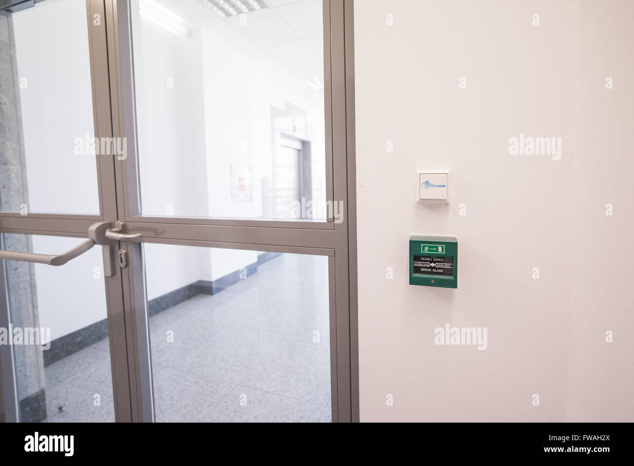 the  massive, gray door and the access control system Stock Photo
