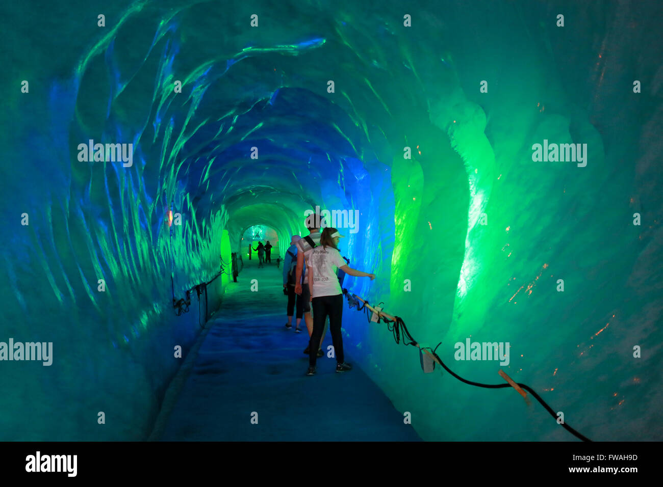 The ice caves inside Mer de Glace glacier, Montenvers, Chamonix, Haute-Savoie, France. Stock Photo