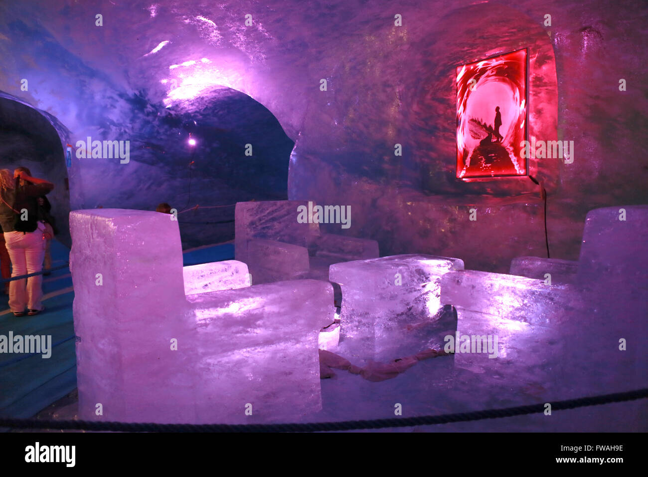 The ice caves inside Mer de Glace glacier, Montenvers, Chamonix, Haute-Savoie, France. Stock Photo