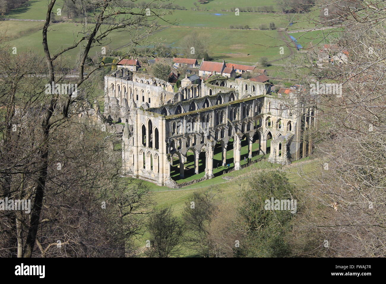 Rievaulx Abbey seen from Rievaulx Terrace, Ryedale, North Yorkshire, England, UK Stock Photo