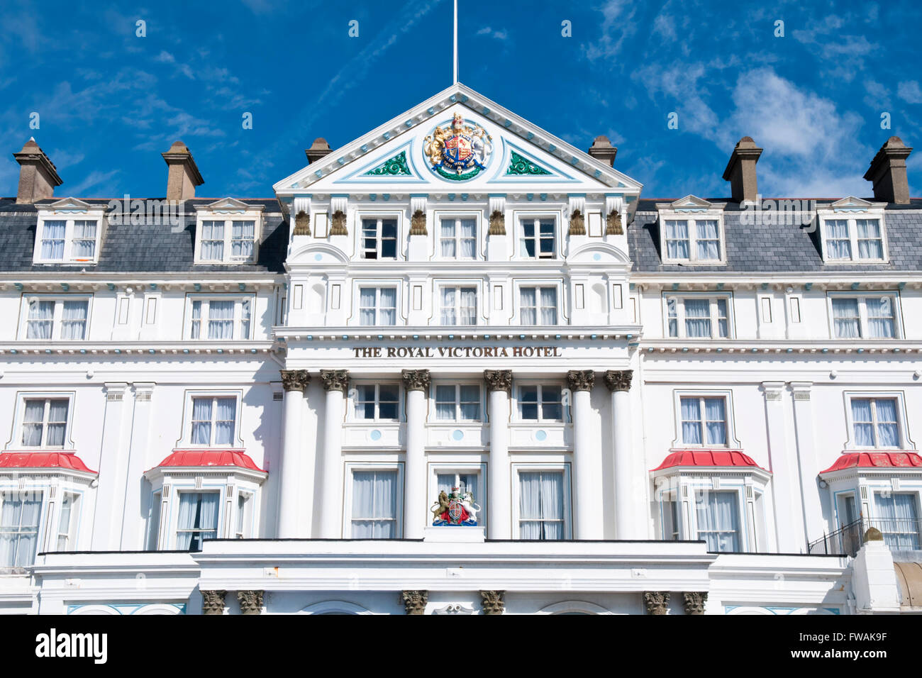 Front of the James Burton designed Royal Victoria Hotel on the seafront at St Leonards-on-Sea, East Sussex Stock Photo