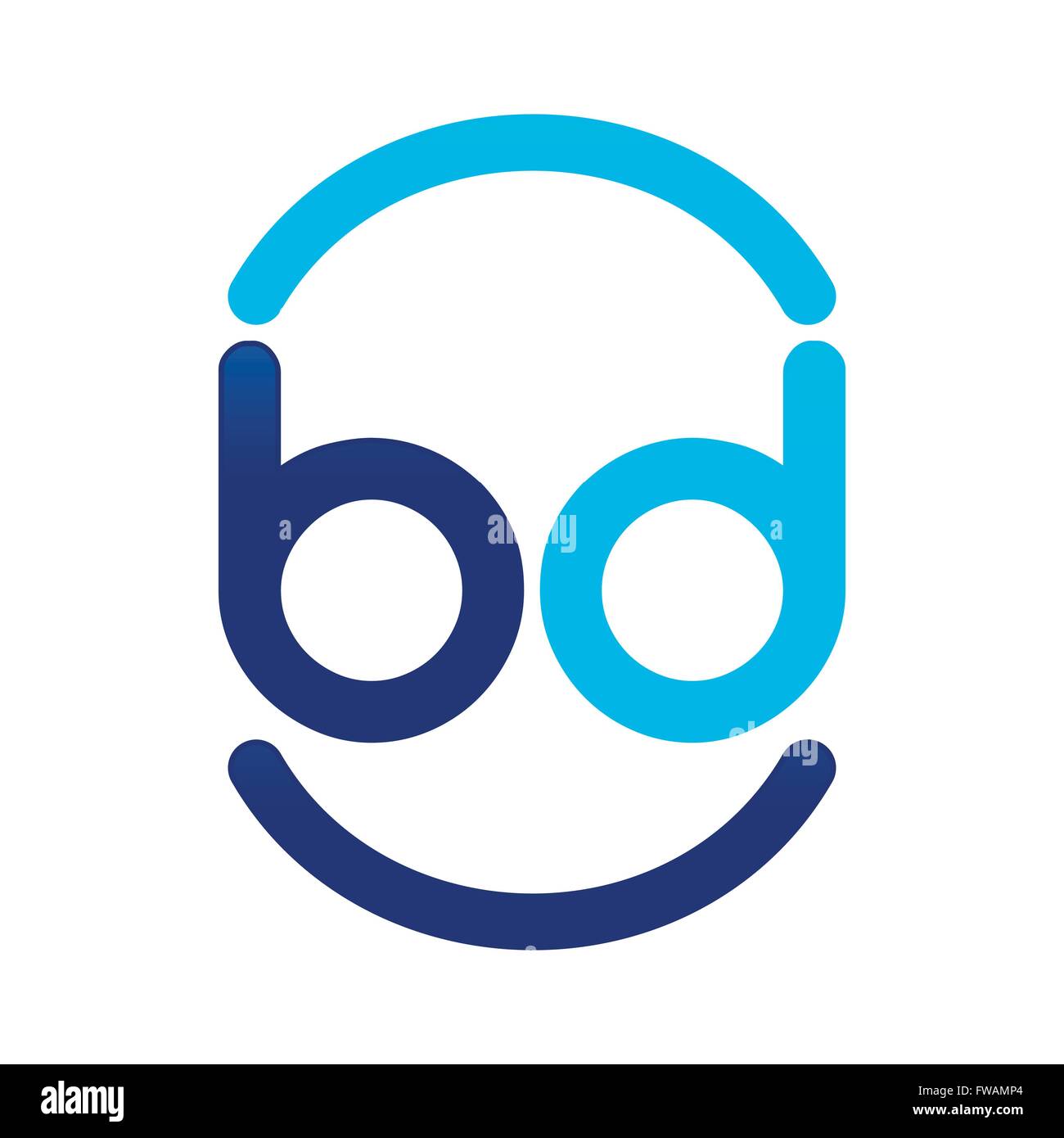 BD Initials Fun Smile Stock Vector