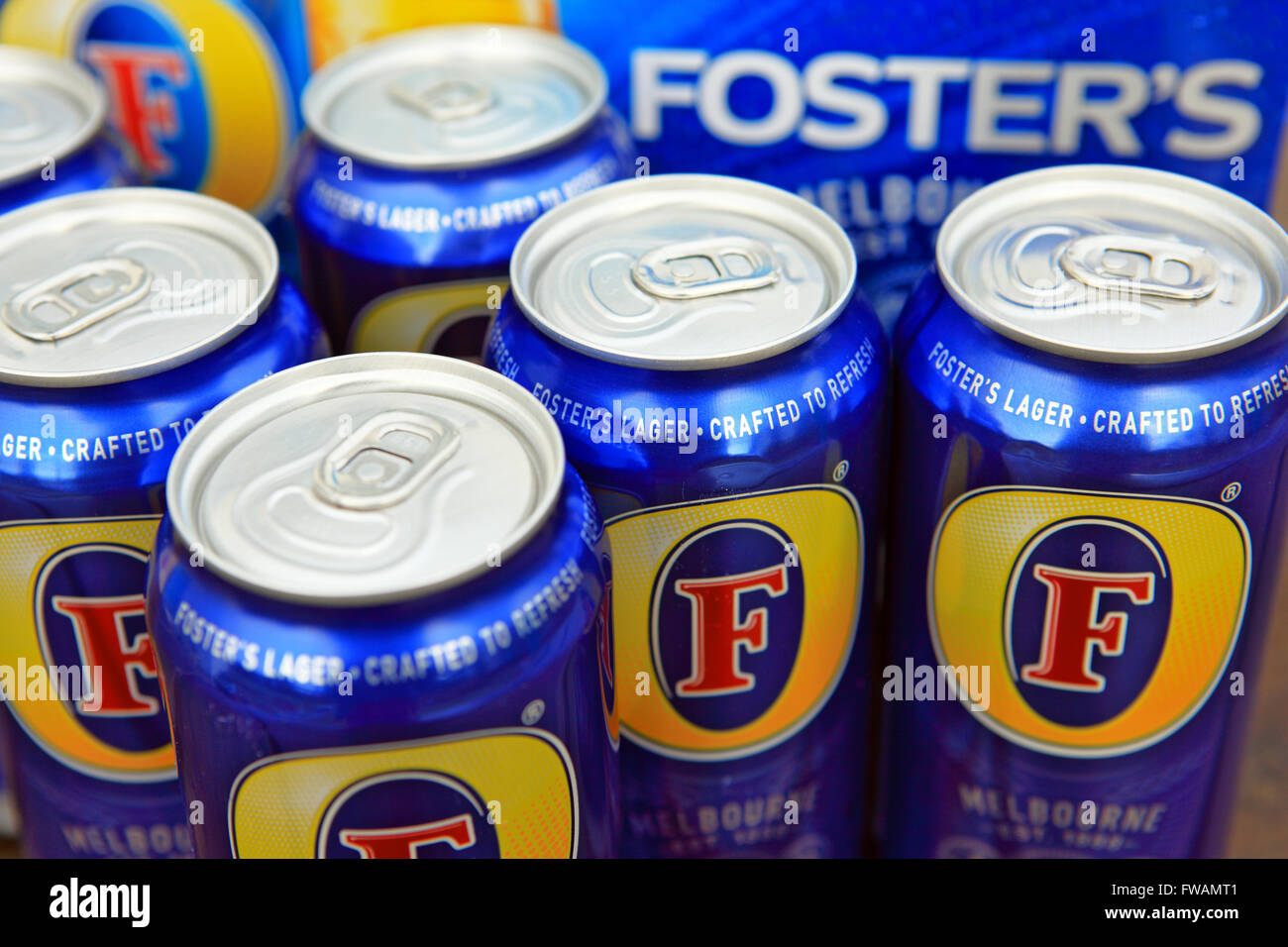Cans of Fosters Australian Lager Stock Photo Alamy