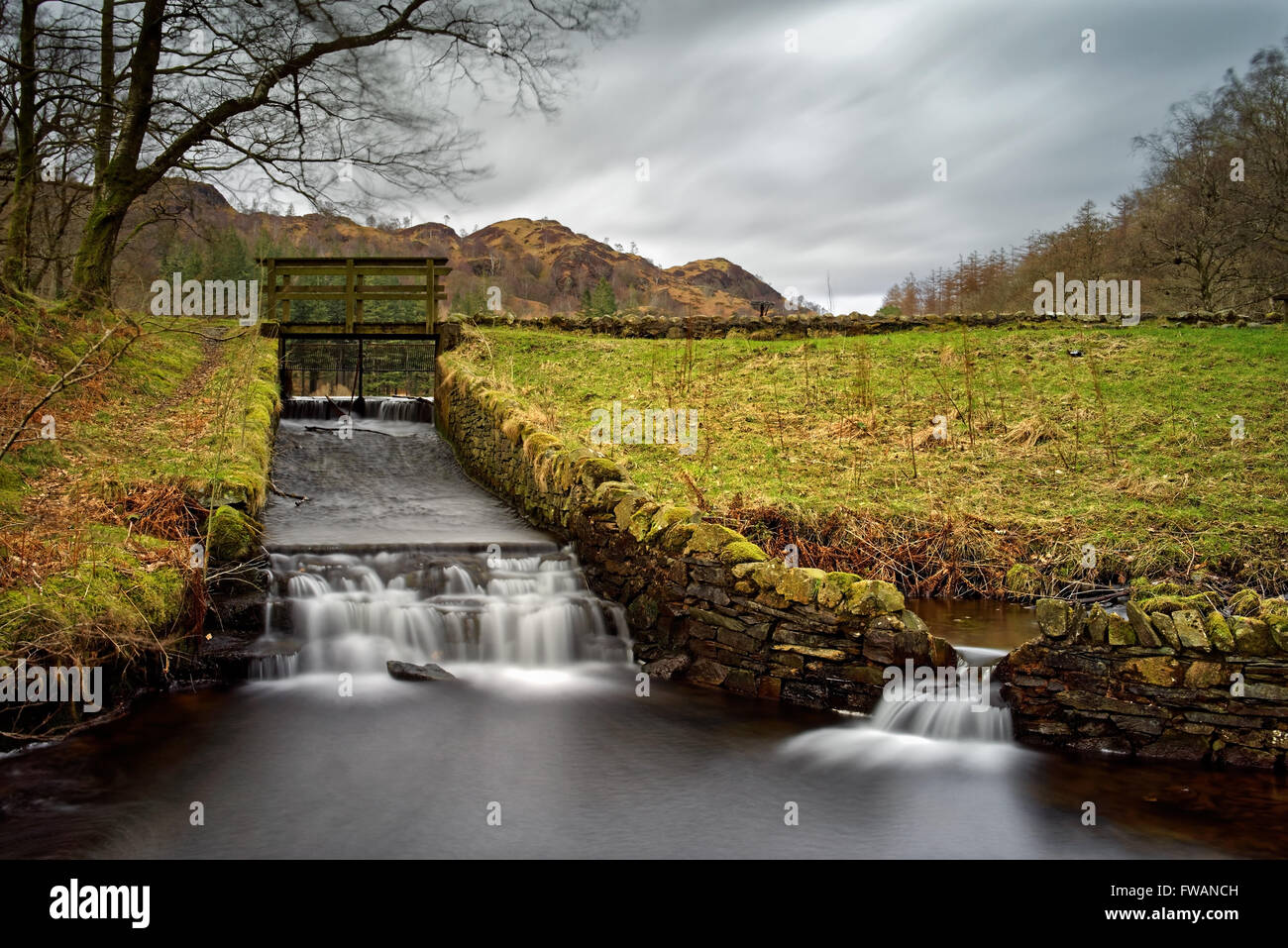 UK,Cumbria,Lake District,Yew Tree Tarn Waterfalls Stock Photo