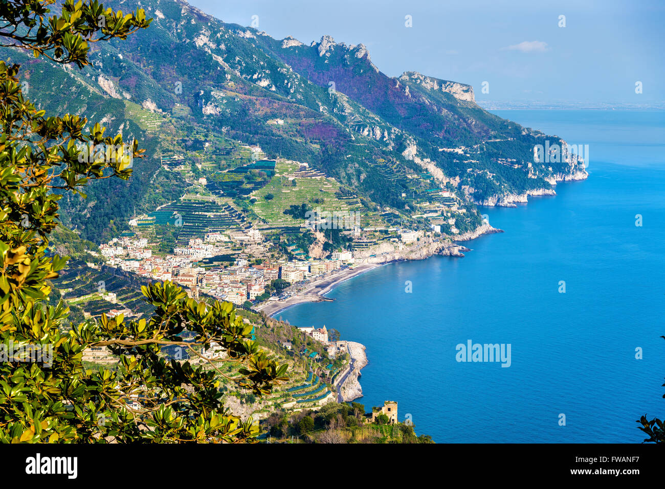 View of Maiori town on the Amalfi Coast Stock Photo